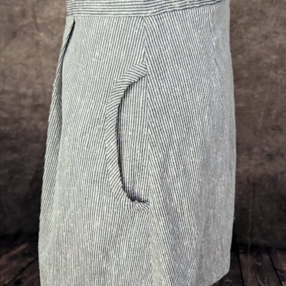 Theory Silk Fit & Flare Sleeveless V Neck Dress Soft Linen Stripe Women's Size 2 - Picture 5 of 8